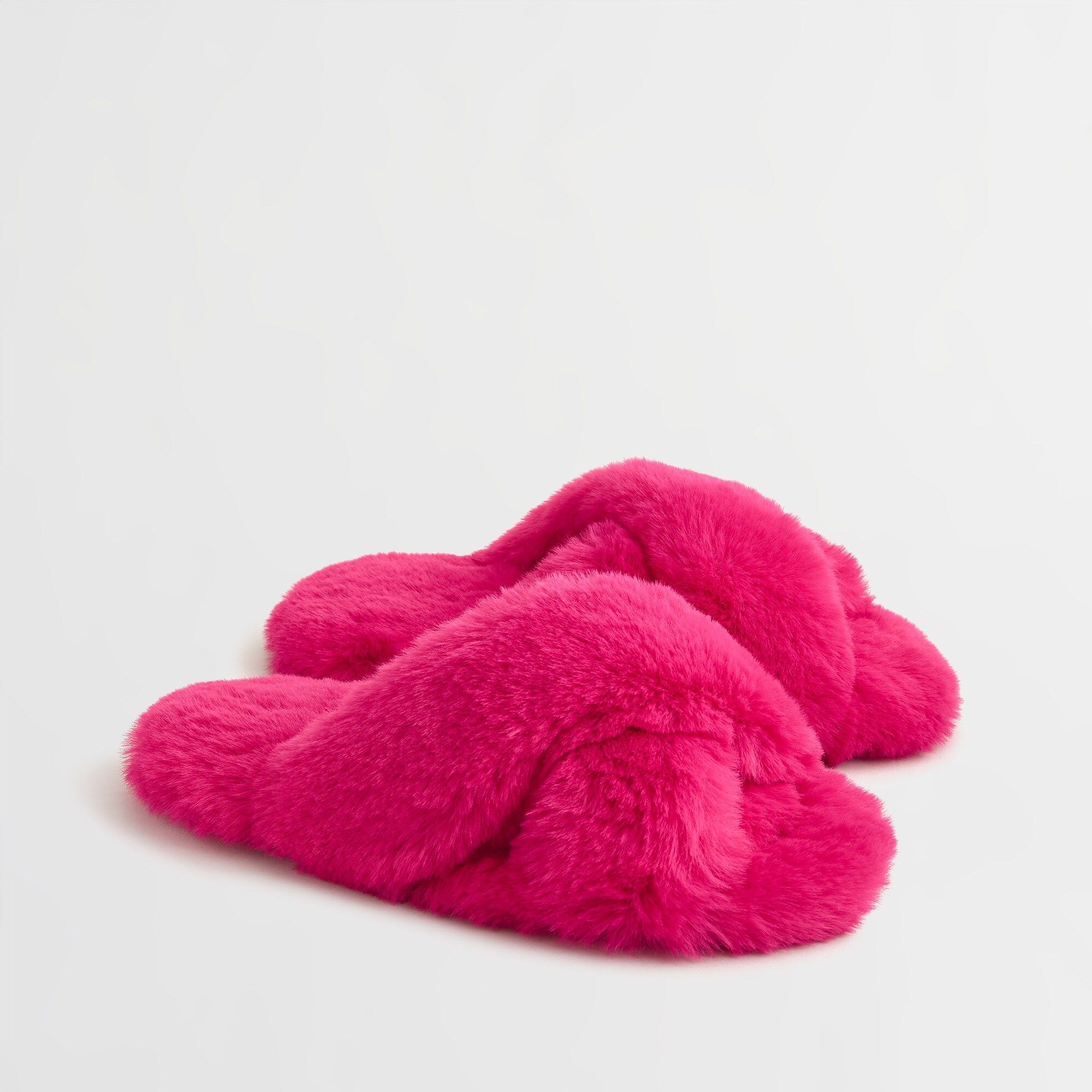 Fuzzy criss-cross slippers | J.Crew US