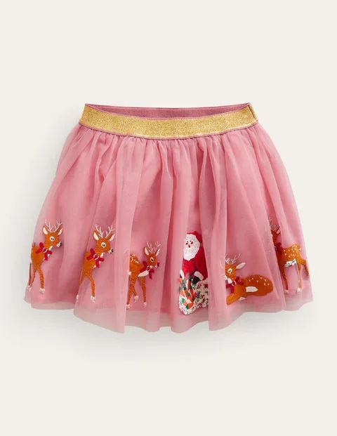 Applique Tulle Skirt - Almond Pink Sleigh | Boden (US)