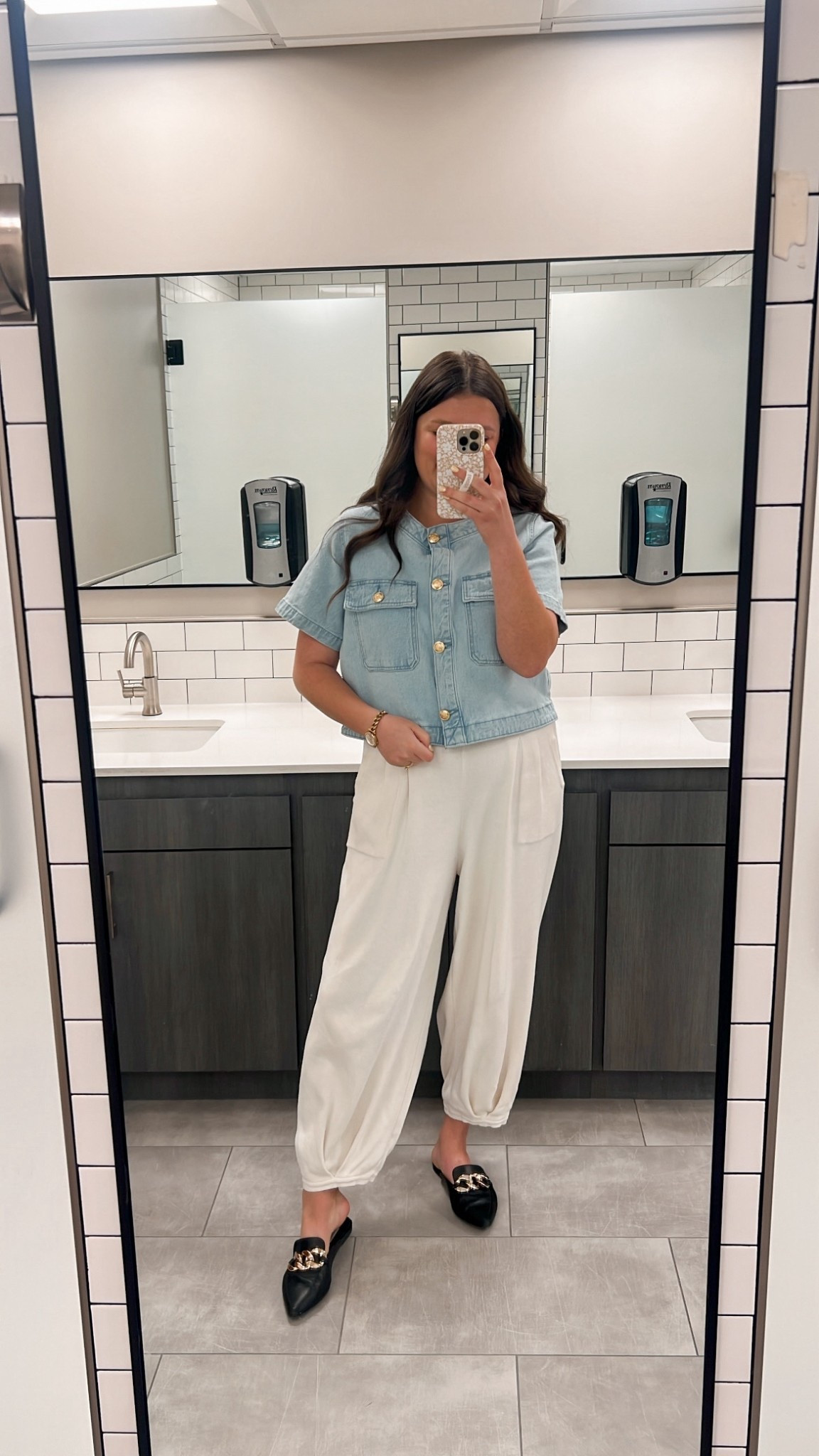 Love this comfy but elevated work outfit! Pants are from a set. Linking the set and similar pants sold separately. 

Pants / Set - M, tts. 
Top - L, sized up 1

Walmart top / Walmart fashion / cropped denim top / denim top / denim button down / designer look for less / affordable fashion / white pants / comfy pants / flowy pants / spring pants / spring outfits / mom outfits / comfy mom outfits / comfy outfits / mom work outfit / mom workwear / comfy workwear / mom style / working mom style / spring work outfit 

#LTKmomlife #LTKWorkwear #LTKootd