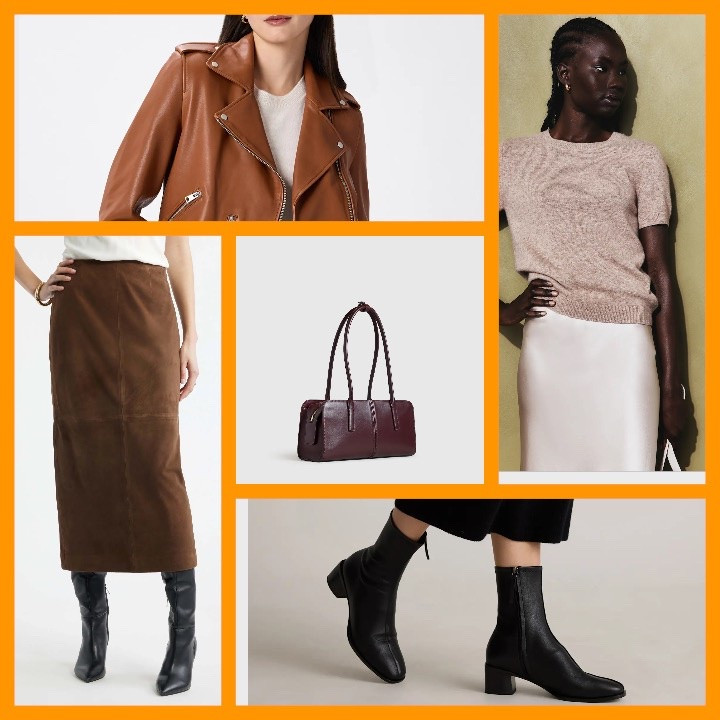 Looking for the perfect outfit formula for transitioning to Fall! Start with a midi skirt, add a short sleeve sweater. Pumps or sandals on warm days, boots on cool days. Add a stylish purse. Top with an edgy jacket.  This suede midi is the epitome of fall! Check out these finds below.

#LTKOver40 #LTKTravel #LTKWorkwear