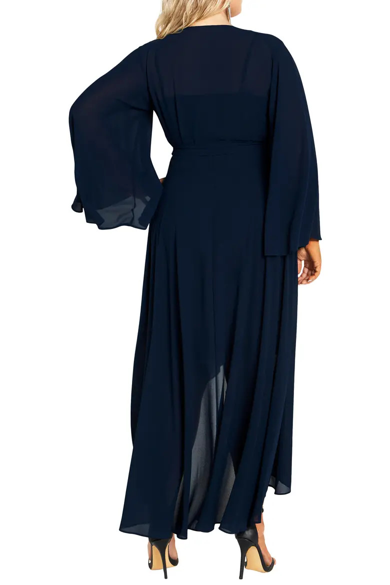 City Chic Fleetwood Long Sleeve Chiffon Wrap Dress (Women) | Nordstromrack | Nordstrom Rack