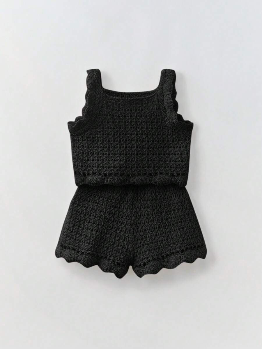 Maija 2pcs/Set Young Girls Summer Casual Vacation Breathable Mesh Floral Decorative Camisole Top ... | SHEIN