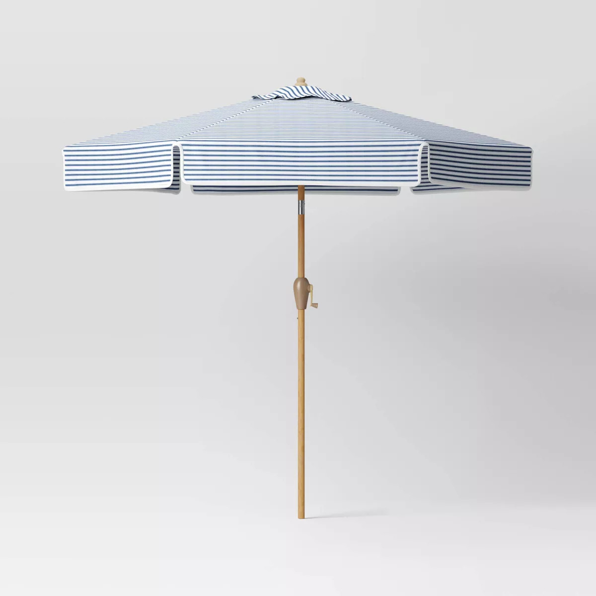 9' Round Valance Outdoor Patio Market Umbrella with Trim Blue/Ivory - Threshold™ designed with ... | Target