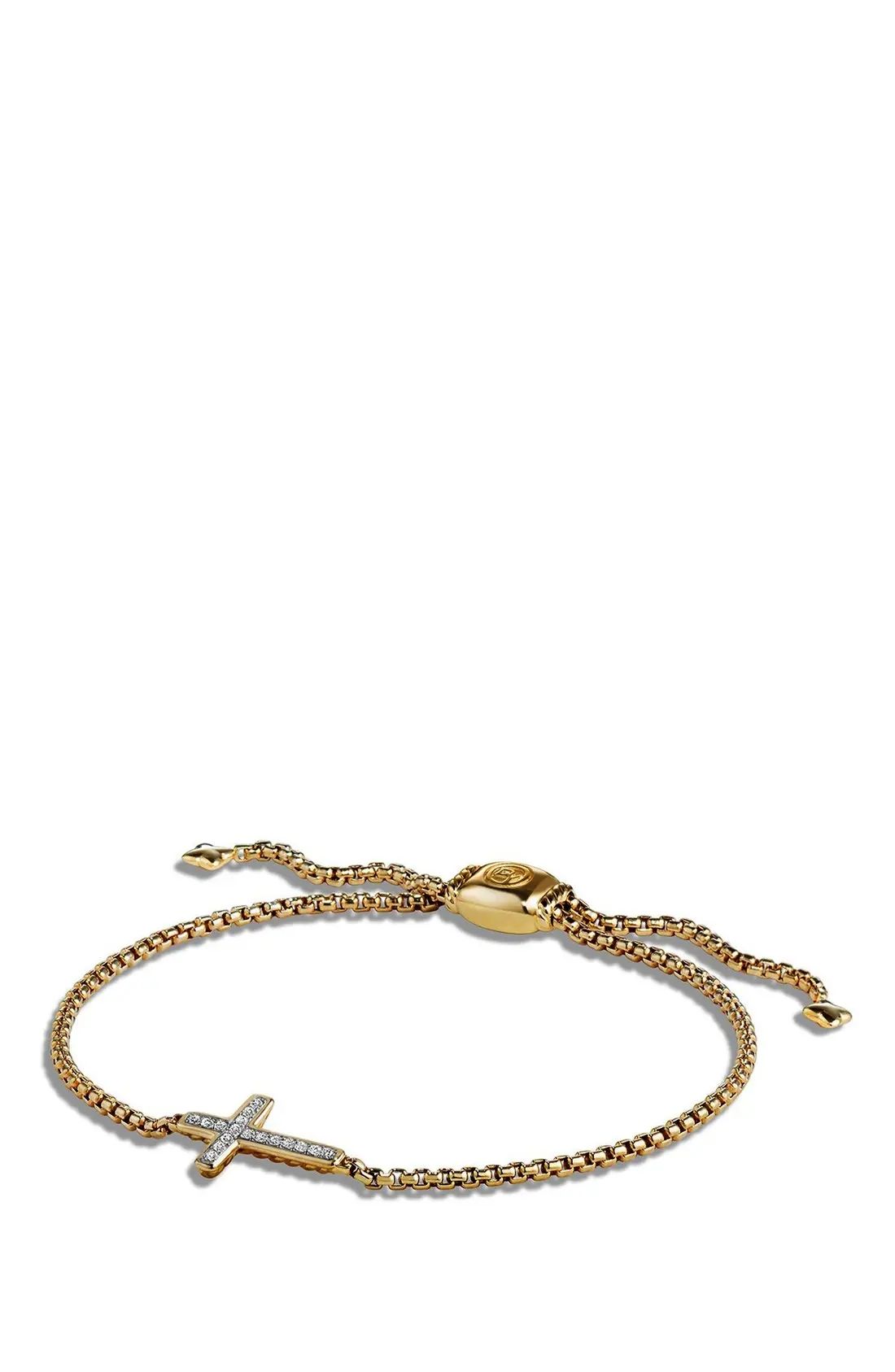 David Yurman 'Petite Pavé' Cross Bracelet with Diamonds in 18K Gold | Nordstrom