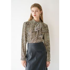 Bowknot Leopard Print Chiffon Shirt | Chicwish