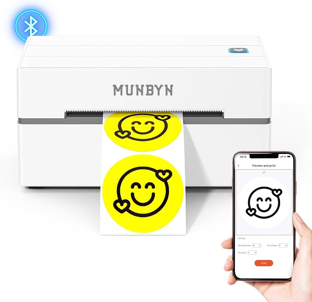 MUNBYN Bluetooth Thermal Label Printer, 130B Wireless 4x6 Shipping Label Printer for Shipping Pac... | Amazon (US)