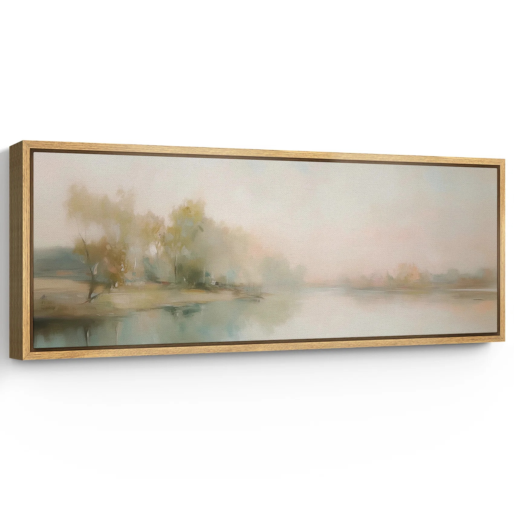 Abstract Lake Landscape Artwork, Green Country Sereny Wall Pictures, Giclee Canvas Digital Print ... | Wayfair North America