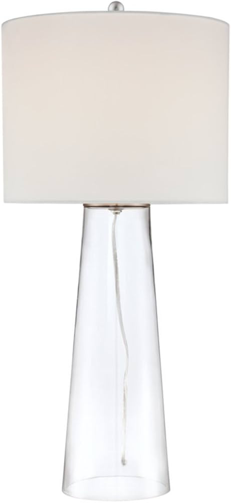 360 Lighting Marcus Modern Table Lamp 30" Tall Clear Glass Tapered Column White Drum Shade for Be... | Amazon (US)