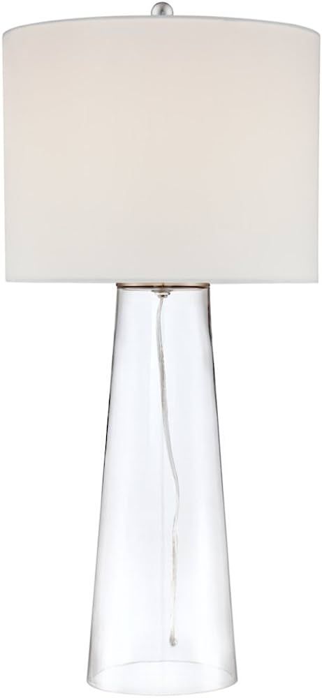 360 Lighting Marcus Modern Table Lamp 30" Tall Clear Glass Tapered Column White Drum Shade for Be... | Amazon (US)