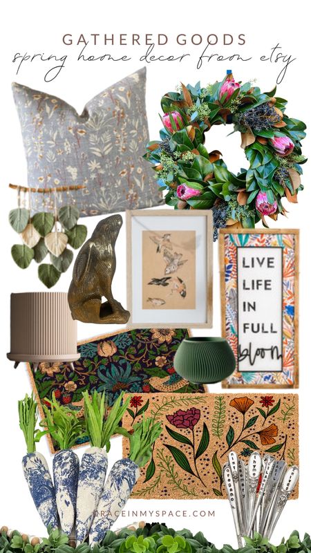 Is Spring in the air yet!? If not outside, why not inside. Check out this round up of beautiful spring home decor all from various shops on Etsy. I just love how vibrant the coir mats are, and that fresh magnolia leaf wreath is breathtaking! 

#LTKhome #LTKSeasonal #LTKunder100