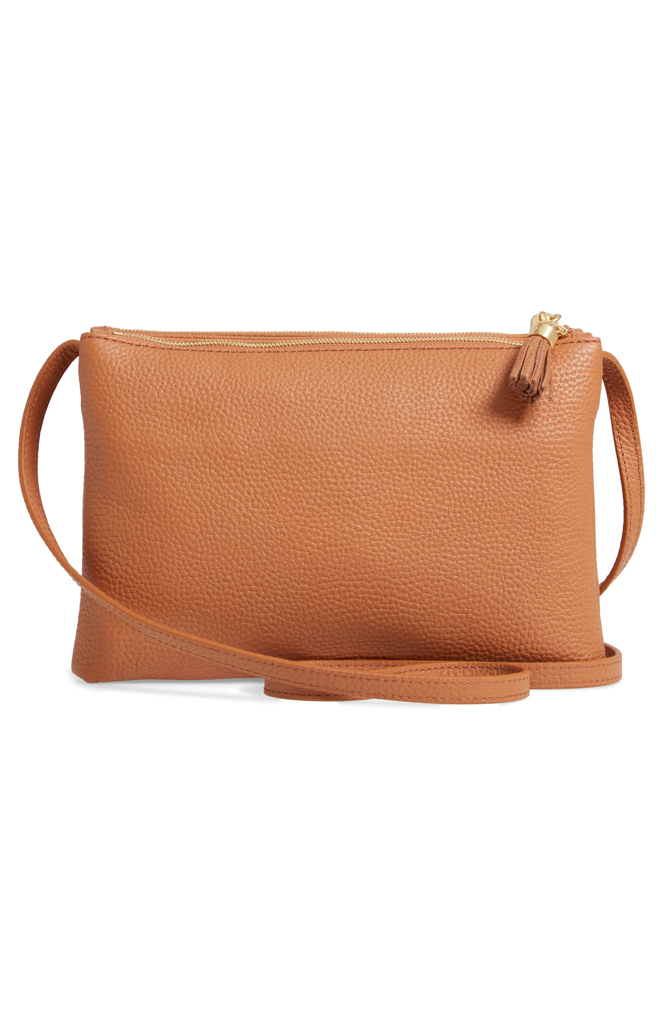 Maceyy Double Zip Leather Crossbody Bag | Nordstrom