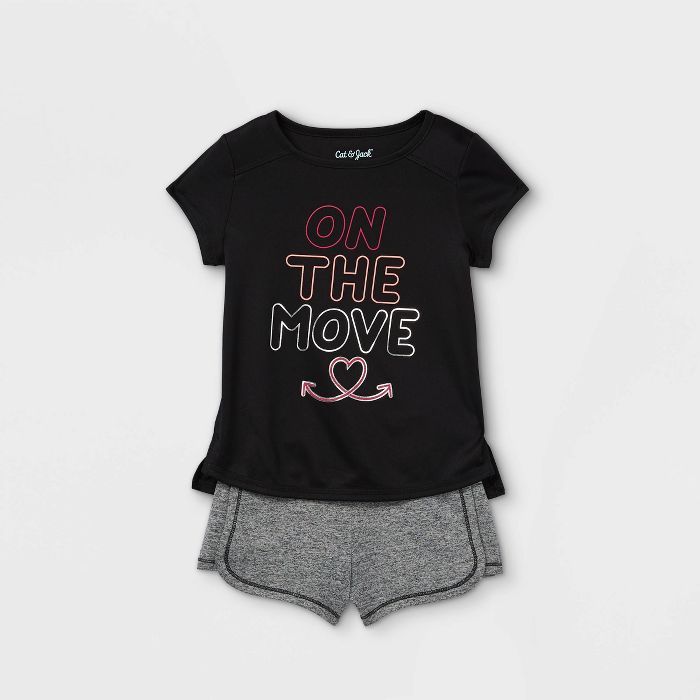 Toddler Girls' 'On The Move' Short Sleeve Active Top & Shorts Set - Cat & Jack™ Black | Target