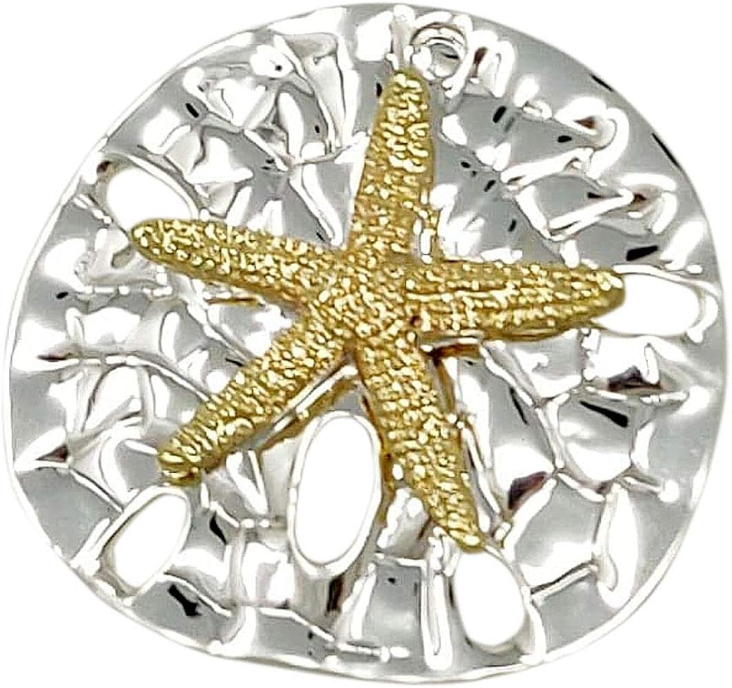 Sand Dollar Pin Brooch Dual Tone Silver Gold Summer Jewelry Statement Piece Can be Worn as Pendan... | Amazon (US)