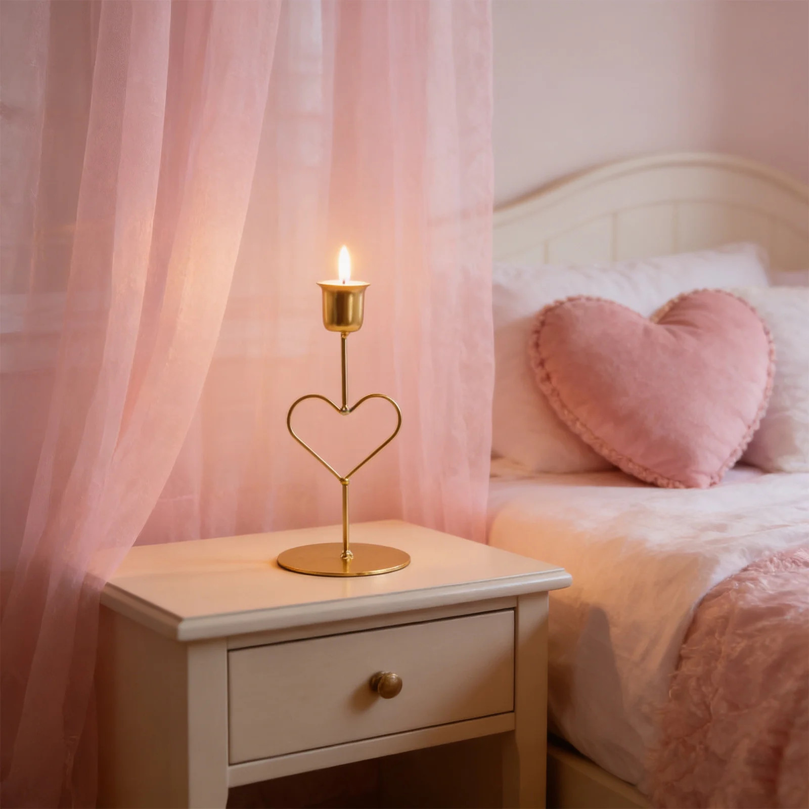 Valentine Decor Heart Shaped Candle Holders Metal Romantic Red Rose Petal Valentine's Day Gifts R... | Walmart (US)