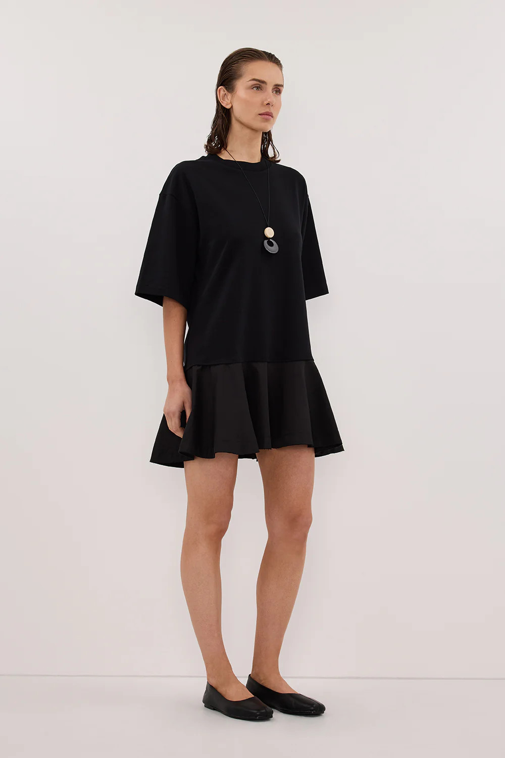 NOAH BLACK RUFFLE MINI DRESS | DISSH
