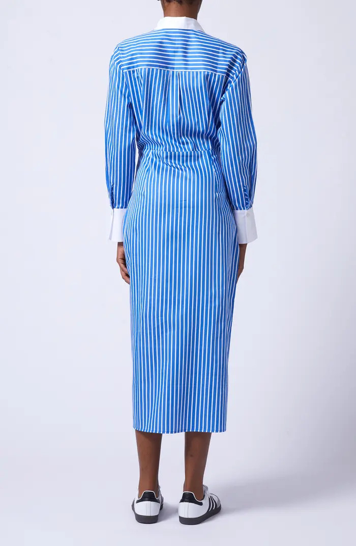French Connection Alexis Stripe Belted Long Sleeve Tie Waist Cotton Shirtdress | Nordstrom | Nordstrom