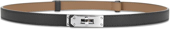 LumiSyne Women Skinny Leather Belt Solid Color Alloy Turn Lock Adjustable Waistband Thin Waist Be... | Amazon (US)