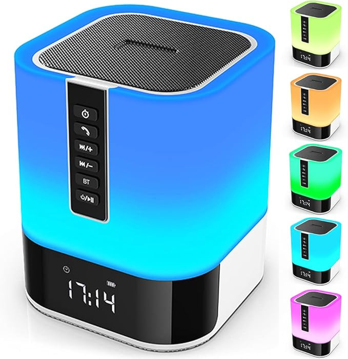 Night Light Bluetooth Speaker, 5 in 1 Touch Control Bedside Lamp Dimmable Multi-Color Changing, B... | Amazon (US)