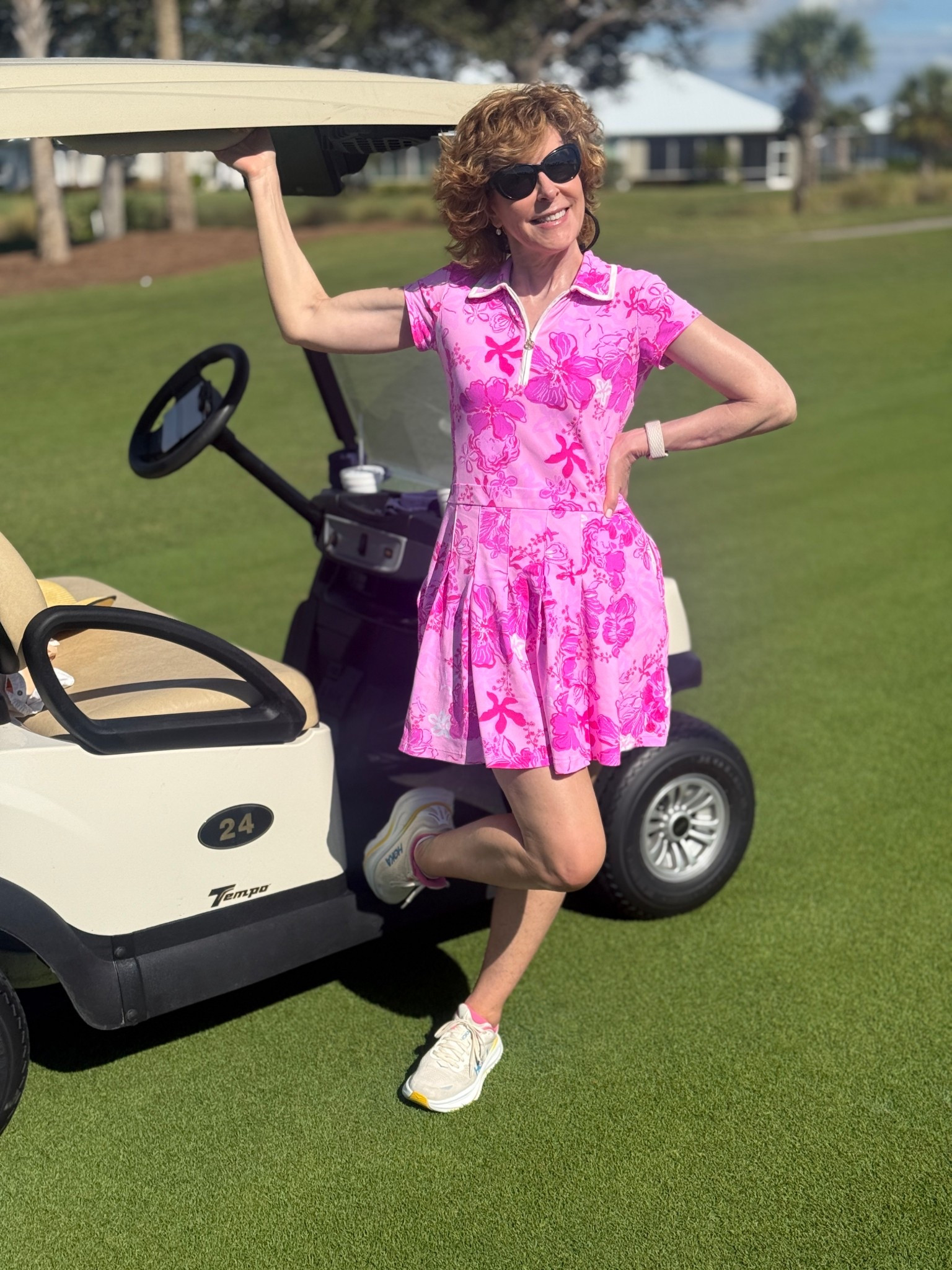 Golf round today! 
30% off this Lilly Pulitzer today! 
This Luxletic dress is perfect for pickleball, golf, tennis, or errands! 

#LTKSaleAlert #LTKActive #LTKdayinmylife