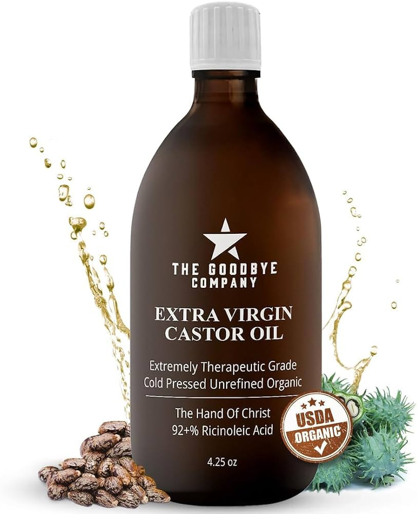 The Goodbye Company Extra Virgin Castor Oil - 4.25oz - 100% Pure Castor Oil Cold Pressed Unrefine... | Amazon (US)