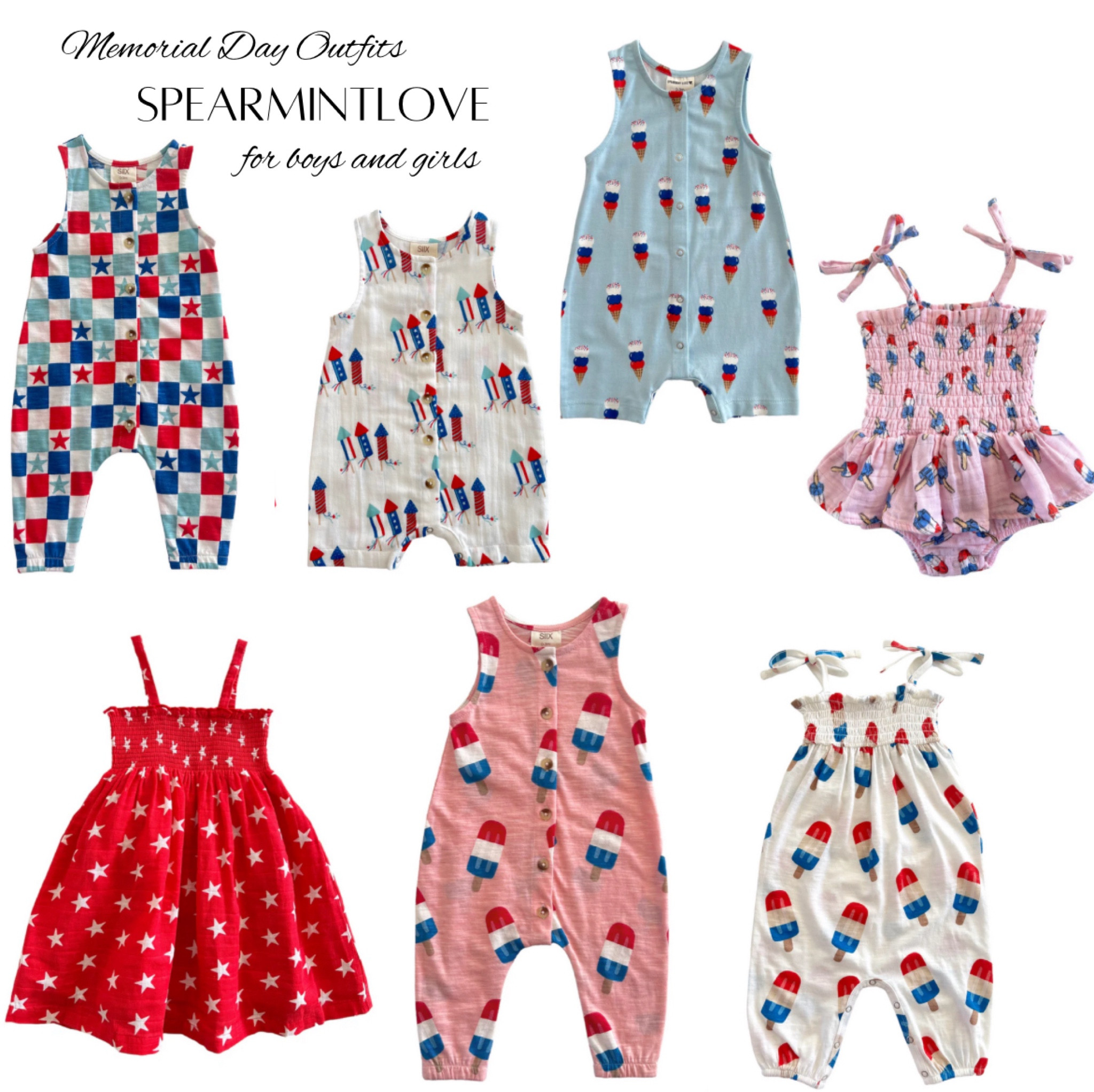 The cutest Memorial Day or 4th of July outfits for babies and toddlers! Love all these outfits from SpearmintLOVE. 
#memorialday #baby #kids #fourthofjuly

#LTKBaby #LTKKids #LTKFindsUnder50