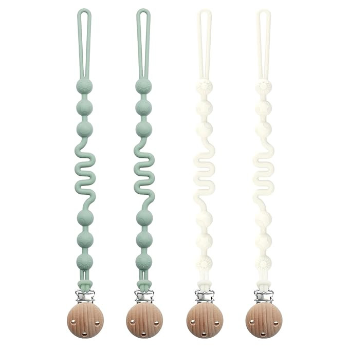 Silicone Pacifier Clip with Adjustable Spring, 4 Pack Pacifier Holder Clips for Baby Boys and Gir... | Amazon (US)