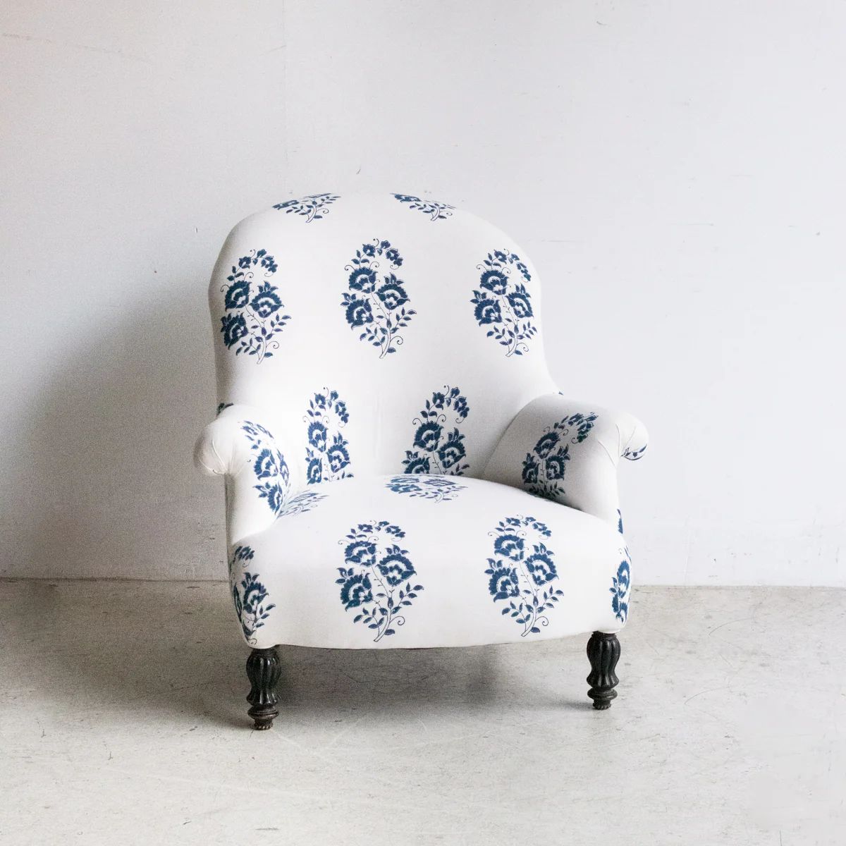 Vintage Block Print Arm Chair | Laure Indigo | Elsie Green US