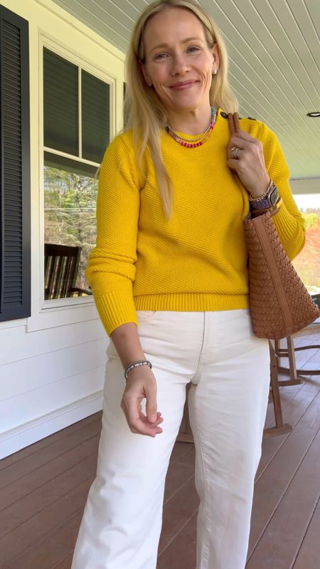 Spring outfit - Boden yellow sweater, cream favorite denim jeans, Vega sneakers from madewell, woven everyday tote bag, Anthropologie beaded necklace, bombas no show socks 

More everyday casual outfits over on CLAIRELATELY.com 

#LTKxMadewell #LTKSeasonal #LTKStyleTip