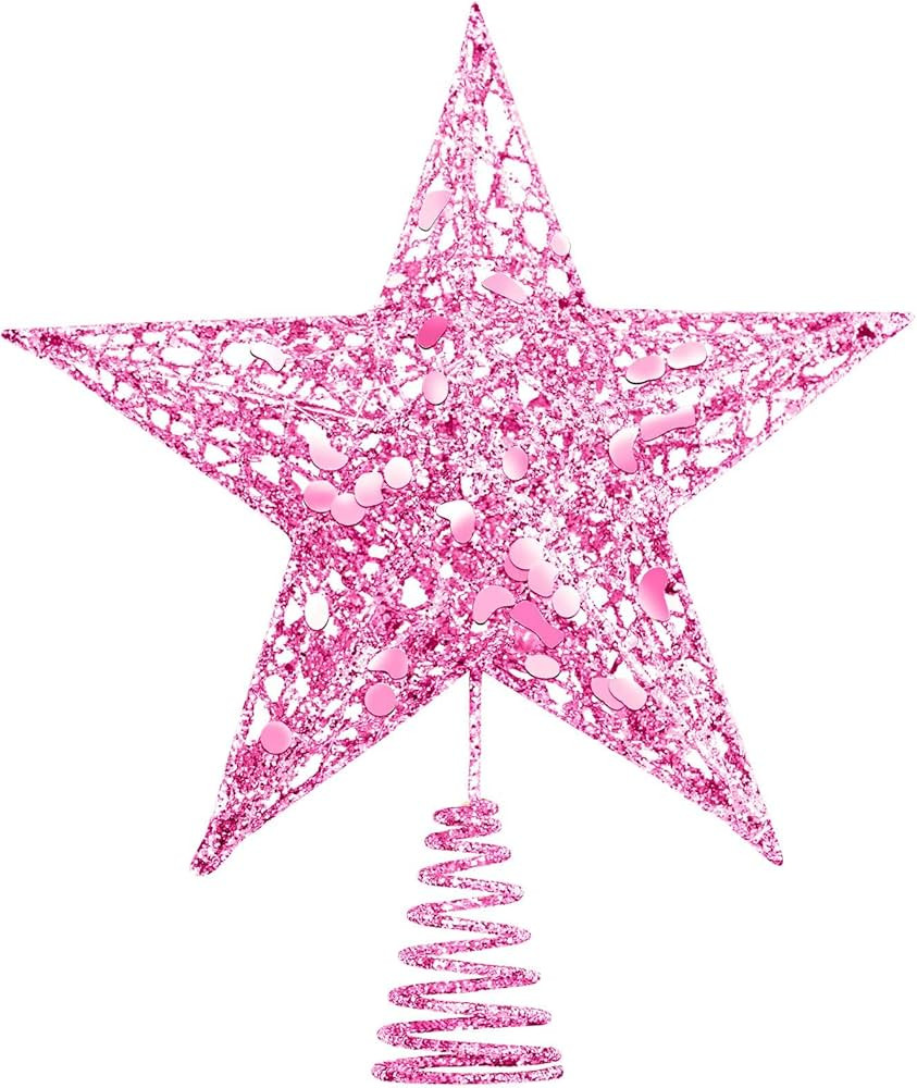 URATOT Glittered Christmas Tree Topper Metal Christmas Treetop Hallow Wire Star Topper for Christ... | Amazon (US)