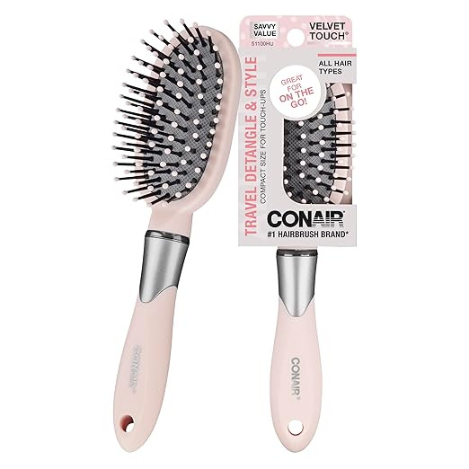 Conair Velvet Touch oval cushion hair brush - Travel Hairbrush- Detangling - curly or straight st... | Amazon (US)