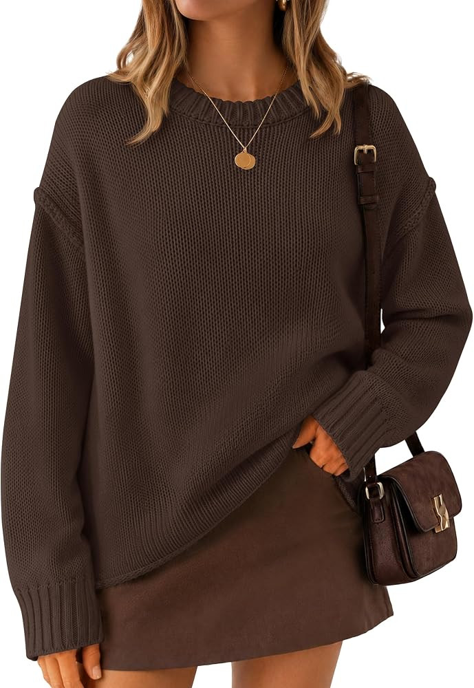 ZESICA Womens 2026 Fall Long Sleeve Crewneck Oversized Chunky Sweaters | Amazon (US)