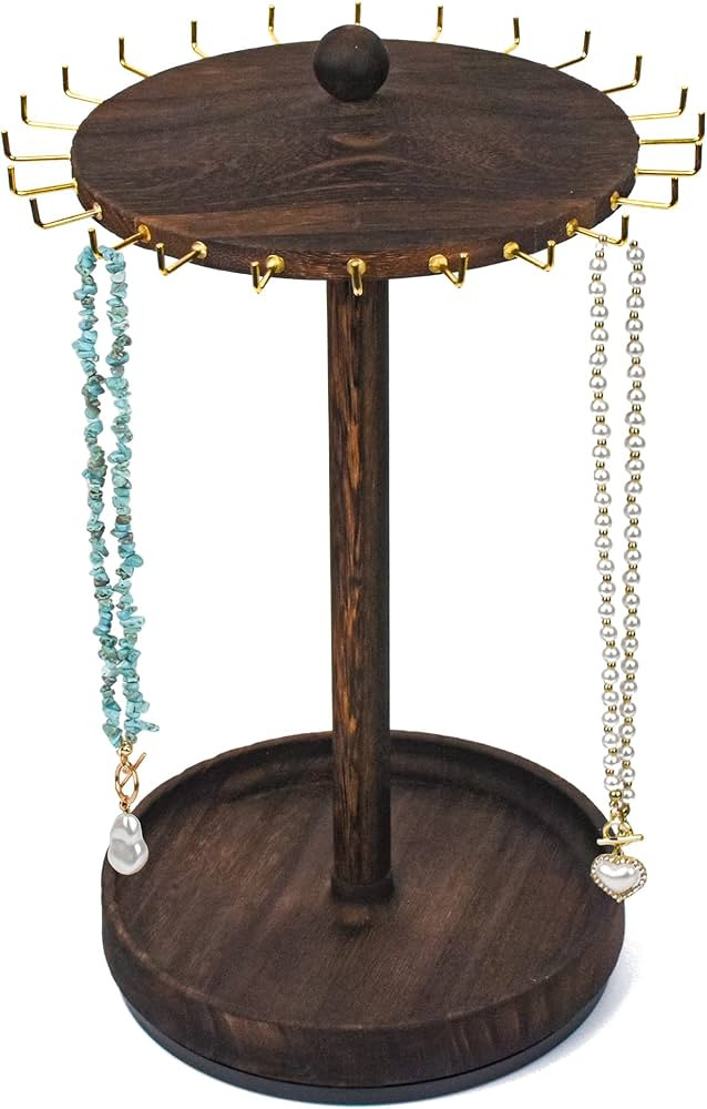Necklace Holder Organizer Jewelry Display Stand for Selling,24 Hooks,14 Inches, Tangle Free, 360 ... | Amazon (US)