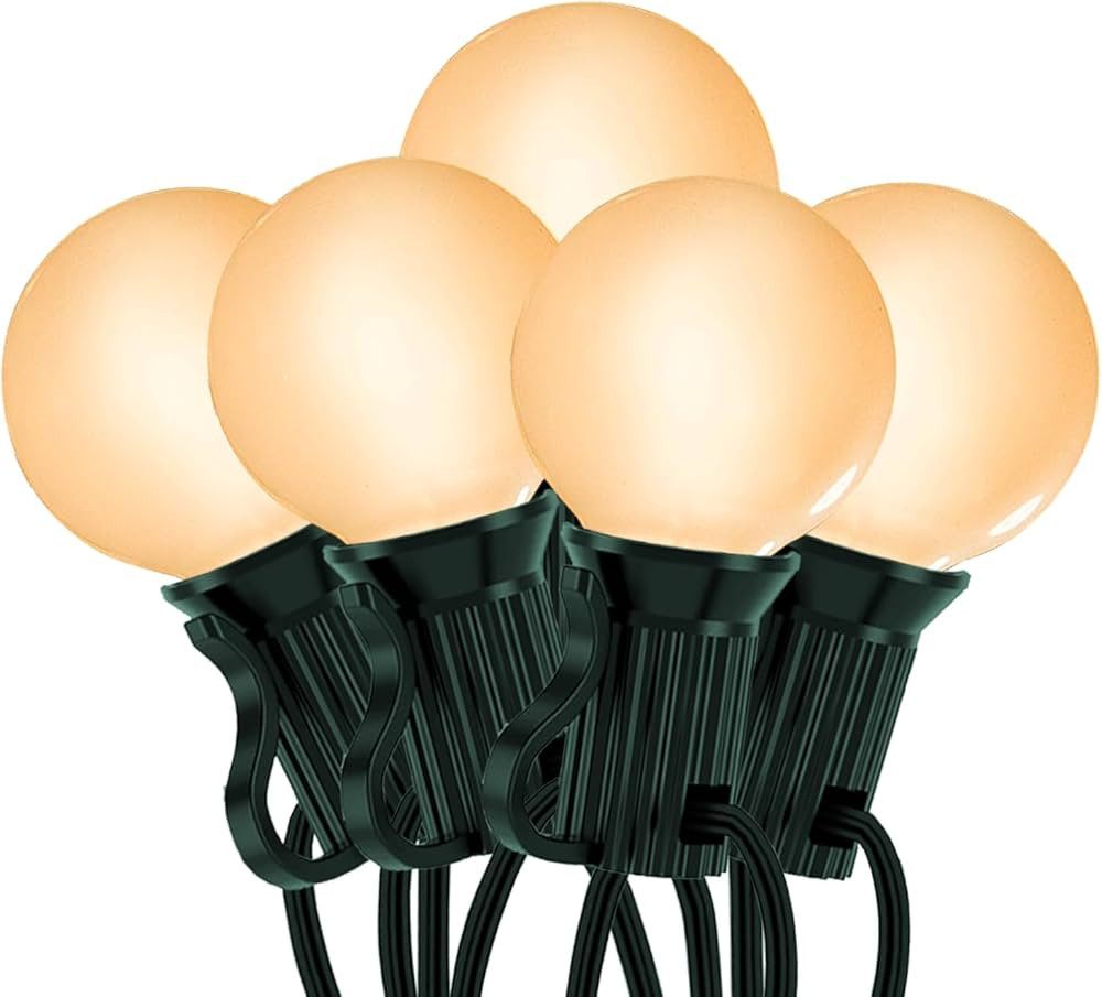 25Ft G40 Frosted White String Lights, Outdoor Globe String Lights with 27 White Frosted Globe Bul... | Amazon (US)