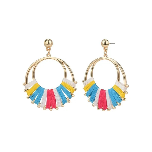 Time and Tru Women's Multi Thread Hoop Earring | Walmart (US)
