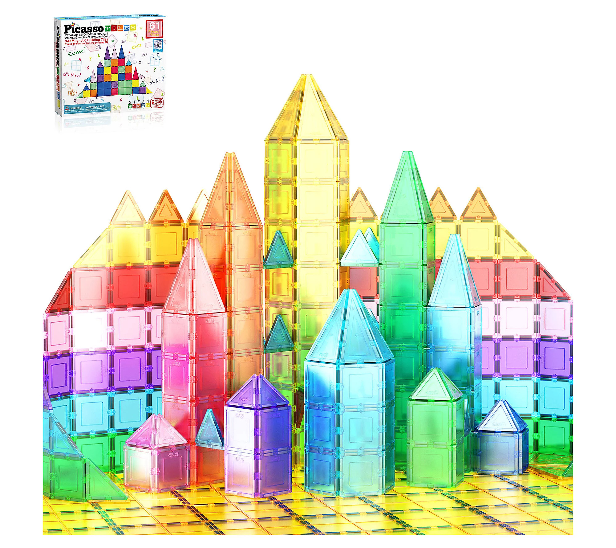 PicassoTiles Magnetic Tile Classic 61pc Buildin g Set | QVC