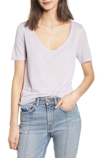 Women's Bp. Raw Edge V-Neck Tee, Size XX-Small - Purple | Nordstrom