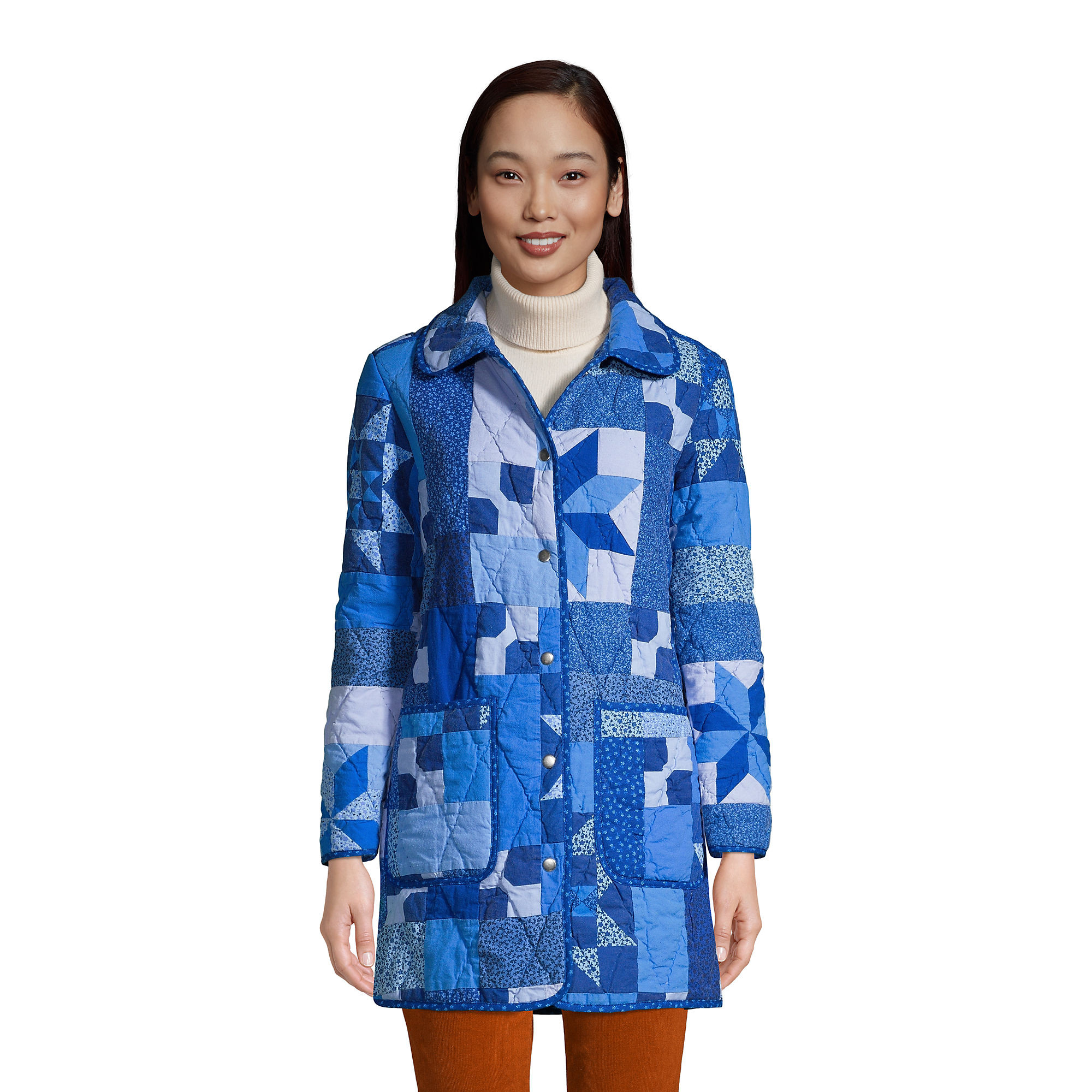 Women's Patchwork Quilted Coat | Lands' End (US)