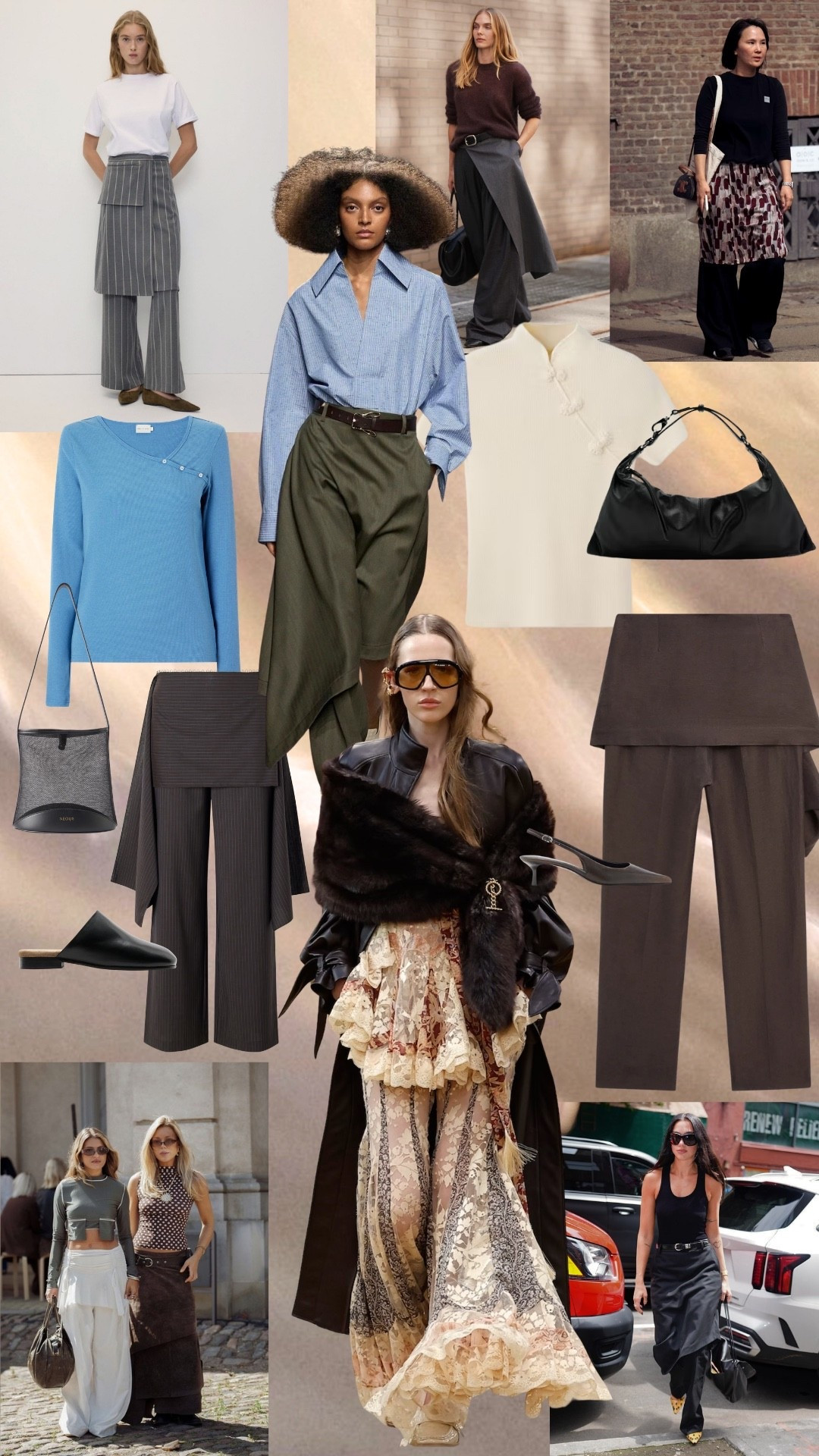 Skirt Over Trousers

Layered bottoms are back in a more polished way. Skirts worn over tailored trousers add shape, movement and a slightly unexpected edge to everyday dressing, especially when paired with crisp shirts, soft knits and sleek accessories.

skirt over trousers, layered dressing, skirt over pants, tailored trousers, autumn style, fall fashion, transitional dressing, layered outfit, modern tailoring, street style, fashion trend, elevated basics, outfit inspiration, fashion edit

#LTKFashionMonth #LTKuk #LTKautumn
