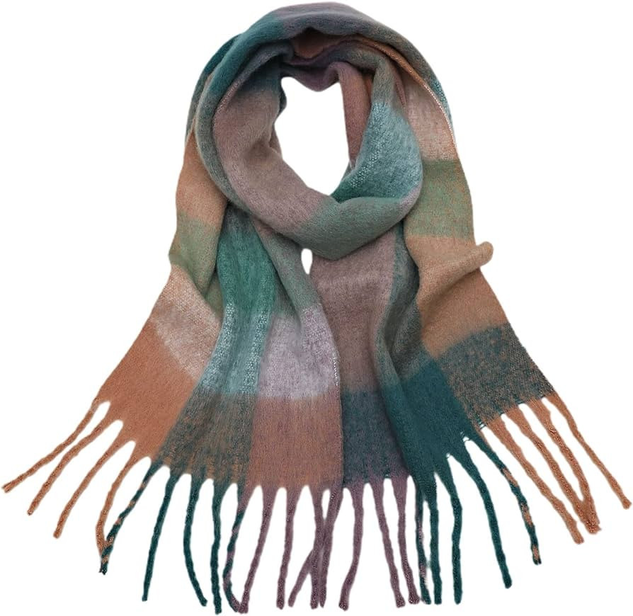 fublousRR5u Warm Scarves Breathable Comfortable Plaid Blanket Winter Scarf for Lady 10 | Amazon (US)