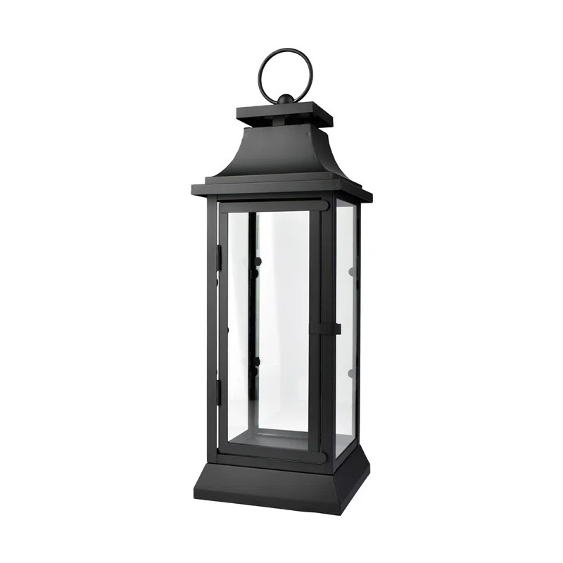 Metal and Glass Outdoor Floor Lantern | Wayfair North America