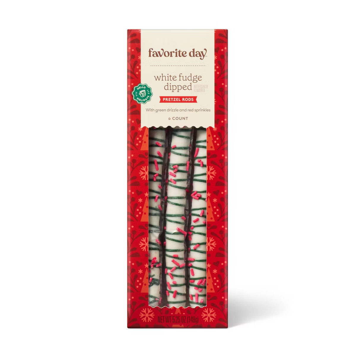 Christmas White Fudge Green Drizzle Red Sprinkles Pretzel Rods - 5.25oz/6ct - Favorite Day™ | Target