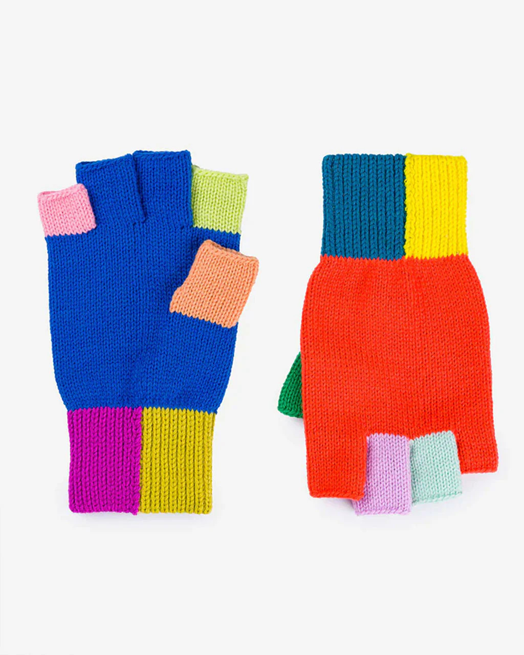 Mismatch Fingerless Gloves - Multi Rainbow | ban.do