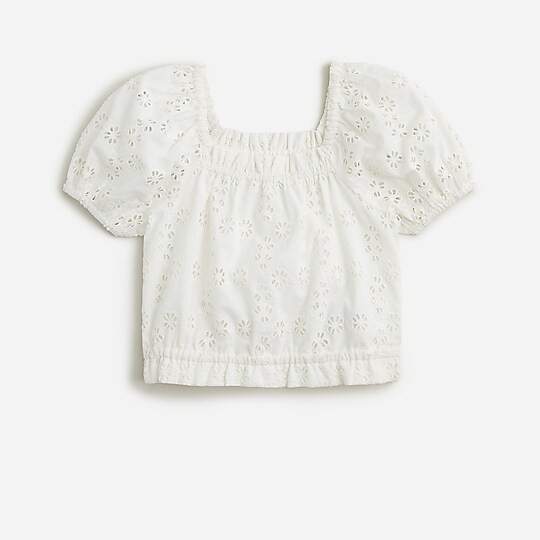 Girls' cropped eyelet top | J. Crew US