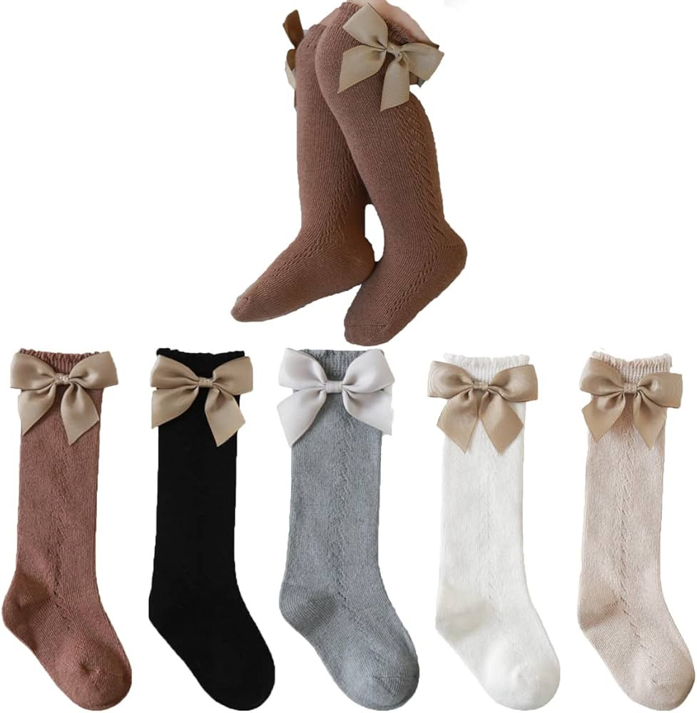 Baby Girls Knee High Socks Toddler Mesh Bowknot Breathable Dress Socks Little Girls Cotton Tube S... | Amazon (US)