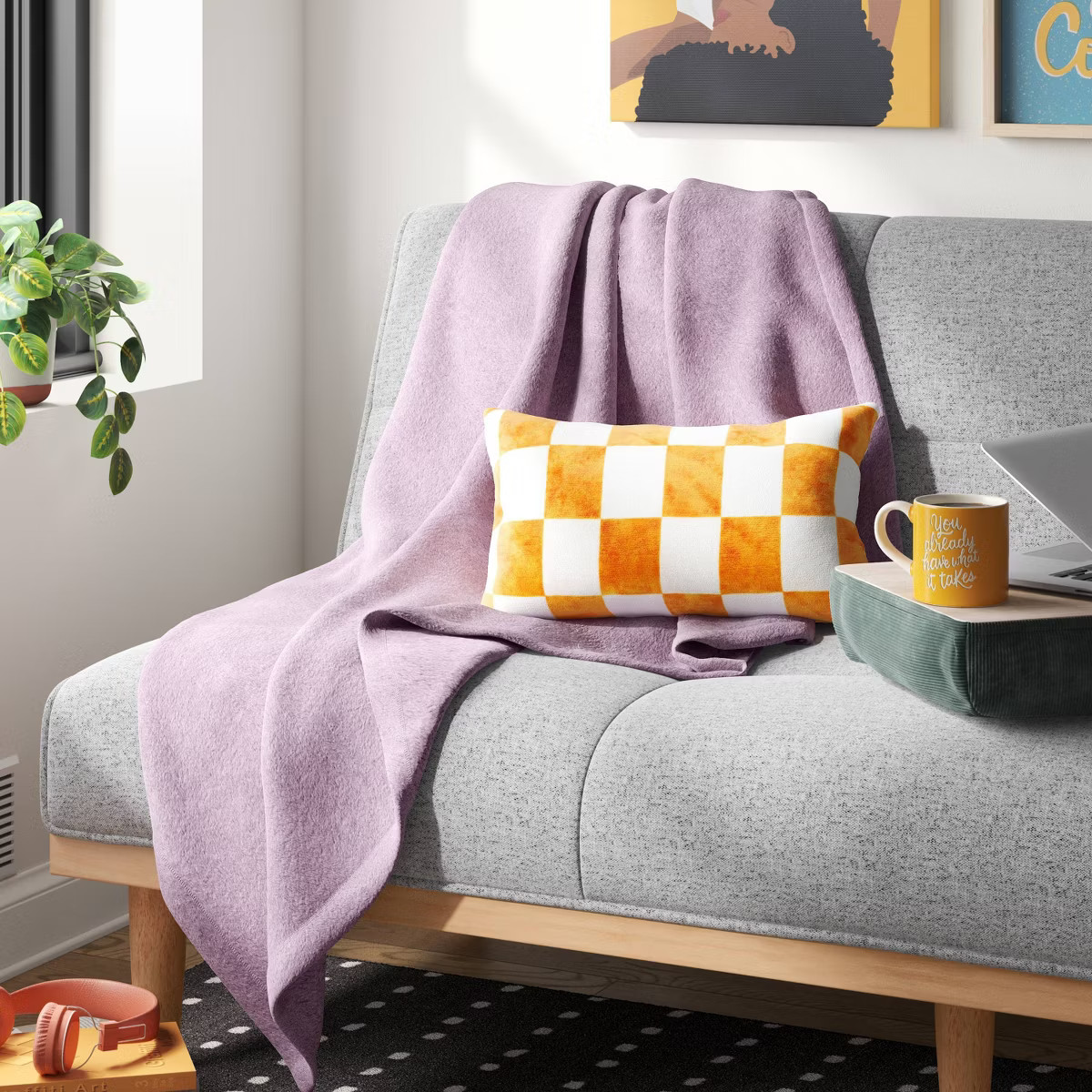 Checkerboard Lumbar Throw Pillow Yellow - Room Essentials™ | Target