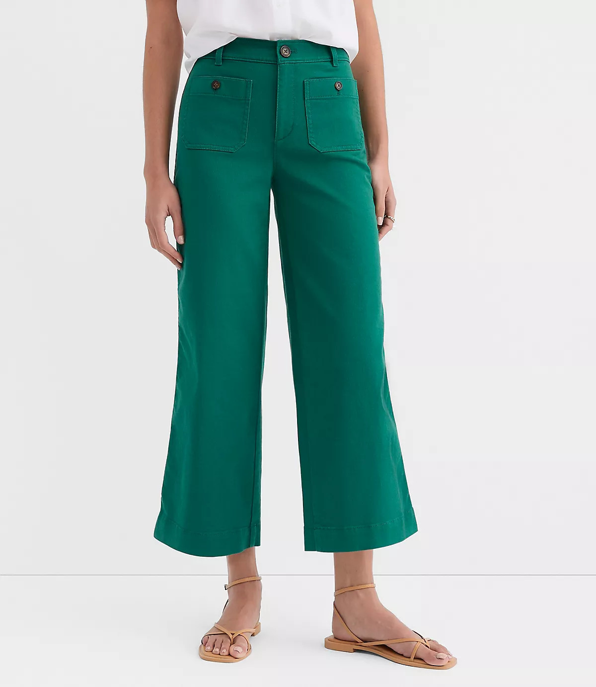 Palmer Wide Leg Crop Pants in Twill | LOFT