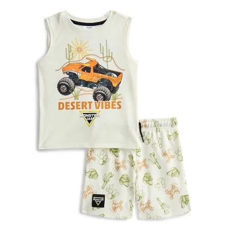 Monster Jam Toddler Boys Graphic Tank Top and Matching Allover Print Shorts Set, 2-Piece, Sizes 12M-5T | Walmart (US)