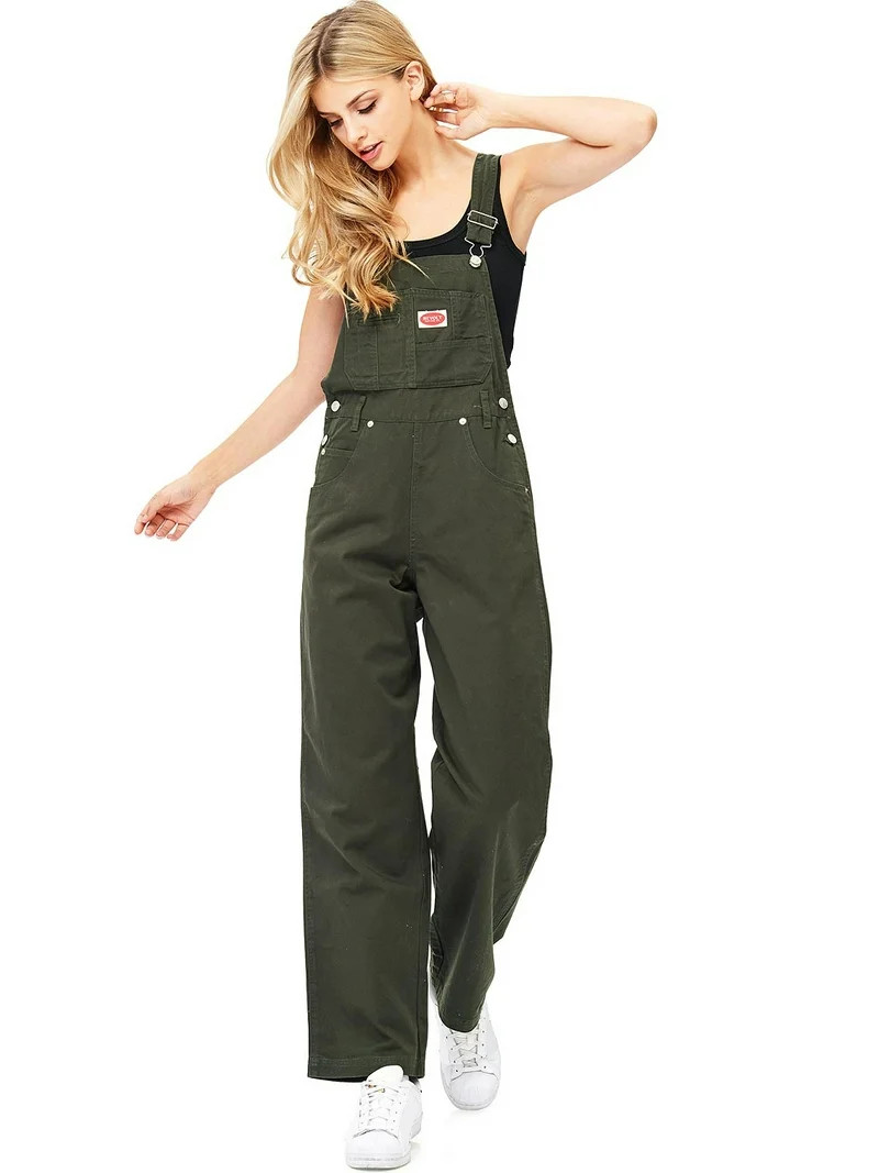 Revolt Women's Juniors Baggy Straight Leg Twill Overalls (22, Olive) | Walmart (US)