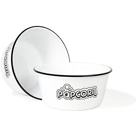 Amazon.com | White Enamel Large Popcorn Bowl with Black Lettering, Serving Bowl: Serving Bowls | Amazon (US)