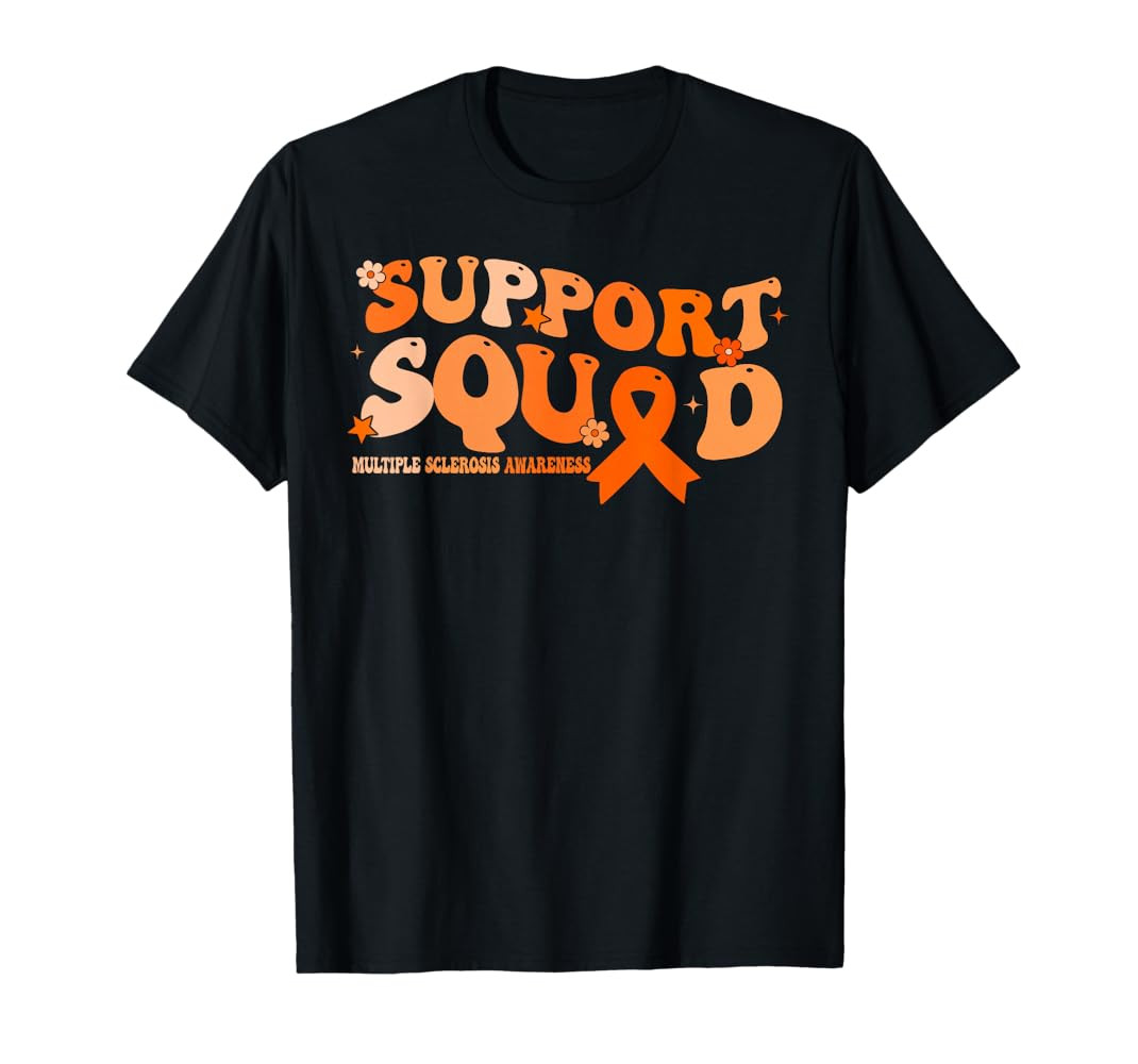Support Squad Orange Ribbon Multiple Sclerosis Awareness MS T-Shirt | Amazon (US)